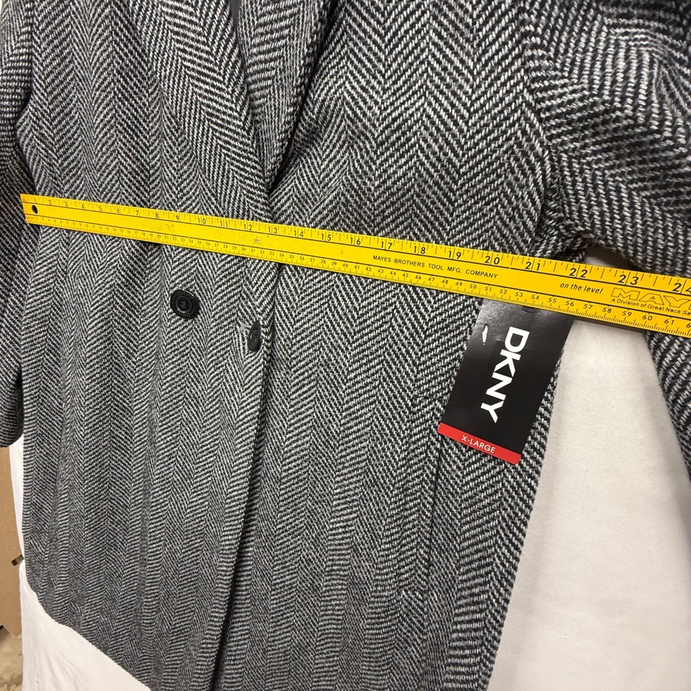 DKNY Women's‎ Herringbone Double Breasted Wool Blend Coat XL - Picture 5 of 16